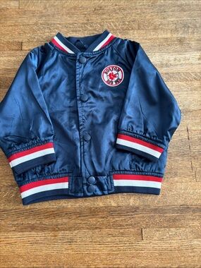 NWOT Infant 18M Boston Red Sox Navy Satin Bomber Jacket